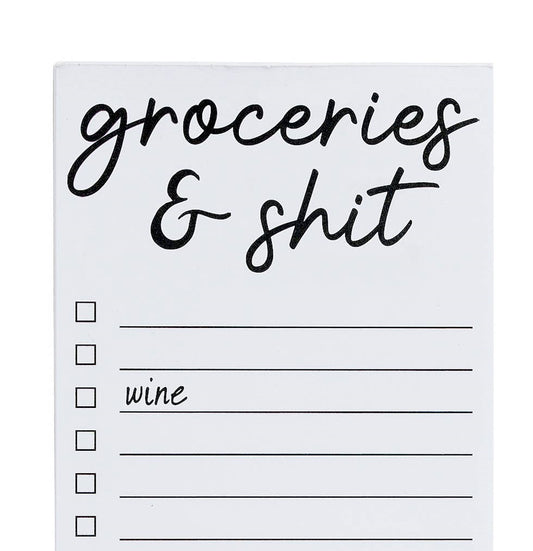 Groceries & shit (wine) snarky printed list pad 50 sheets