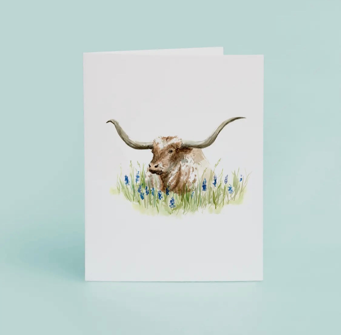 Longhorn In Bluebonnets Greeting Card