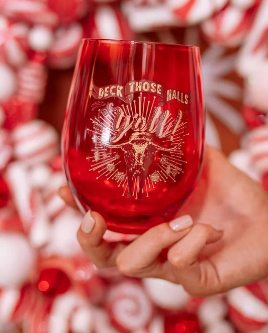 Deck Those Halls Wine Glass