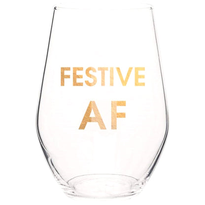 Festive AF Stemless Wine Glass