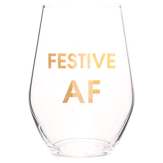 Festive AF Stemless Wine Glass