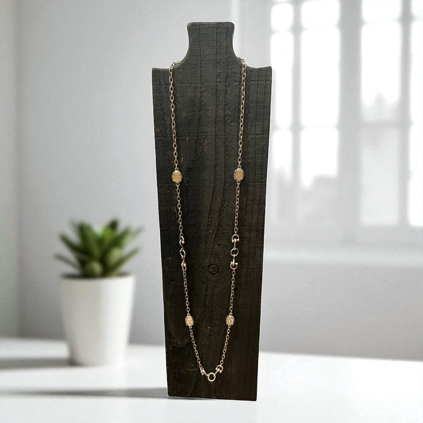 Vintage Silver Faustina  Coin & Pave Black Diamond Station Necklace