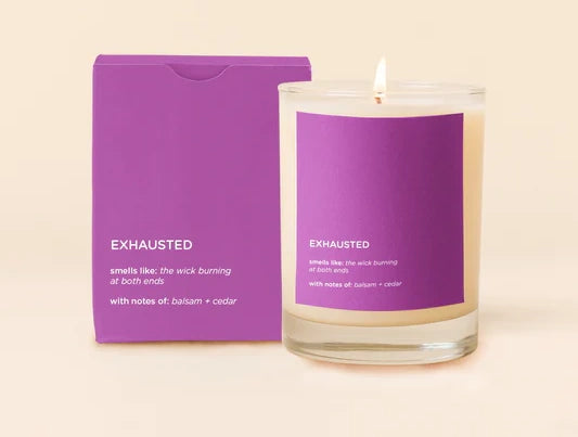 Exhausted Rocks Glass Candle- smells like: the wick burning at both ends