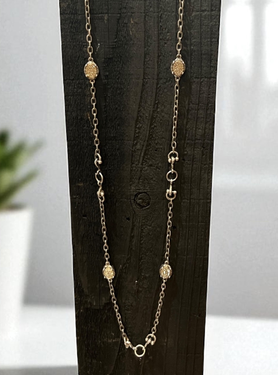 Vintage Silver Faustina  Coin & Pave Black Diamond Station Necklace