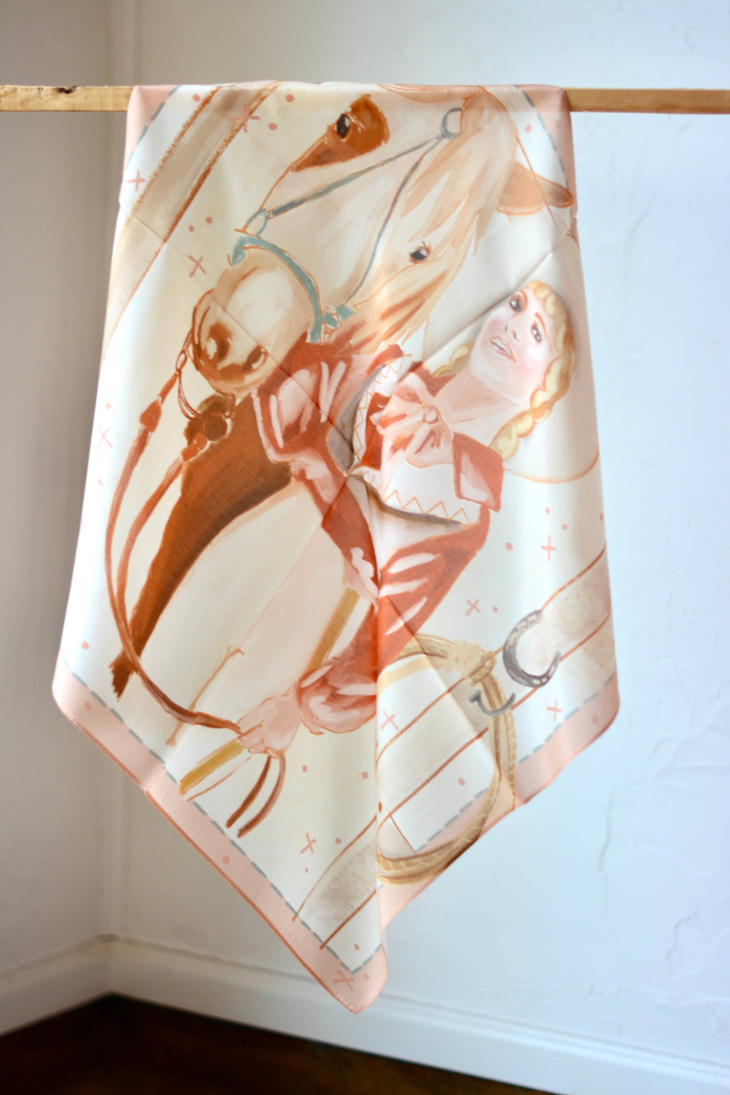 Western Vintage Cowgirl and Horse Portrait Silk Wild Rag