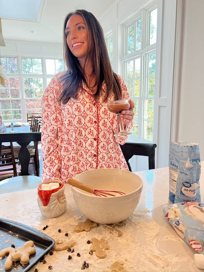 Red Toile Pajama Set: X-Large