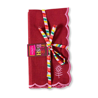 Icon Linen Napkins S/4 - Wine + Pink