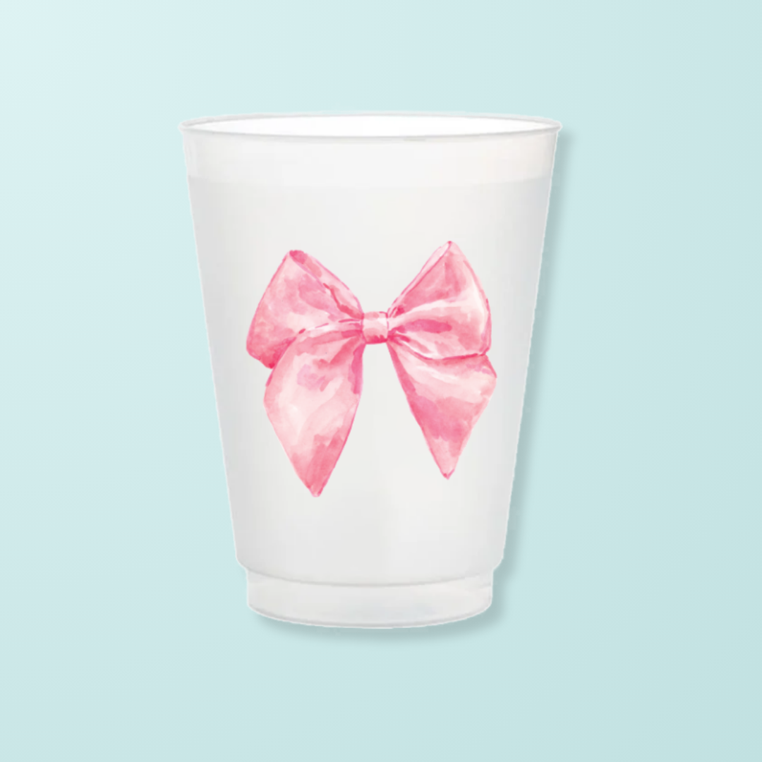 Pink Bow Frosted Cups