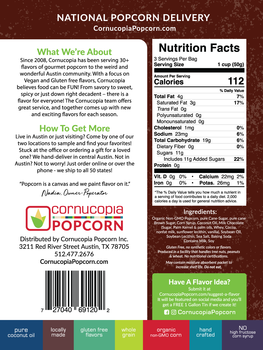 Milk Chocolate Caramel Popcorn- Signature Bag (GF)