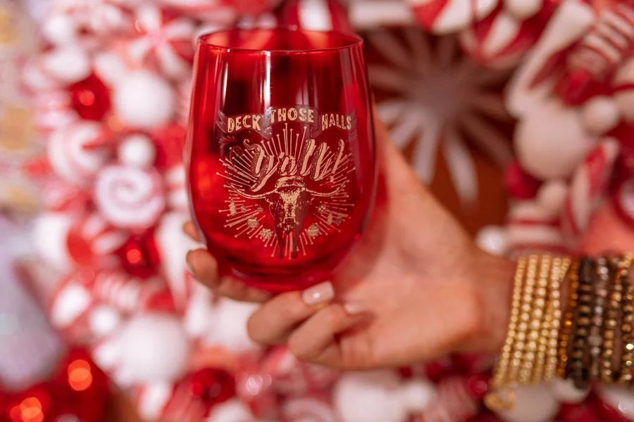 Deck Those Halls Wine Glass