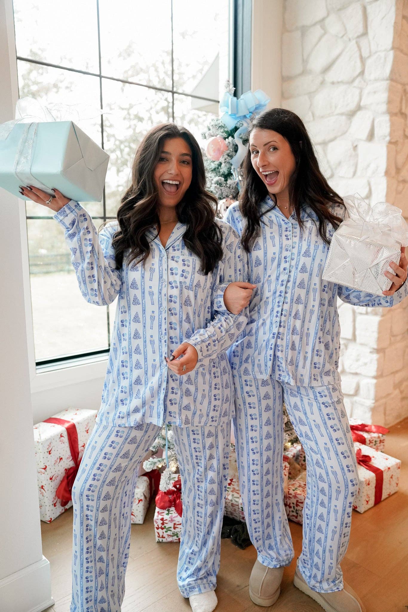 Blue Christmas - Long Pajama Set: XL