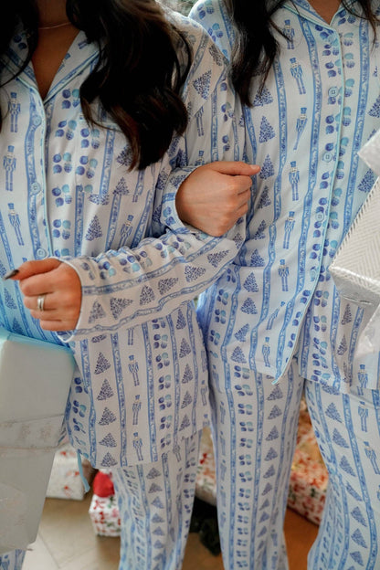 Blue Christmas - Long Pajama Set: L