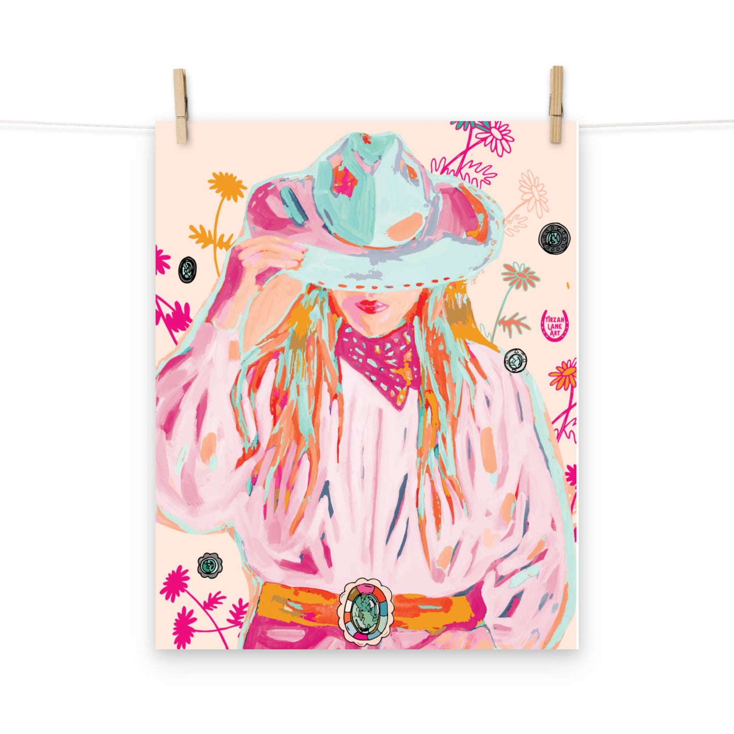 Western Pink Cowgirl Rodeo Queen Western Art Print