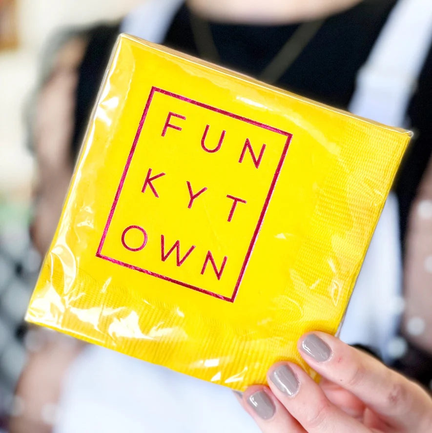 Funkytown Yellow Napkin with Gold Foil