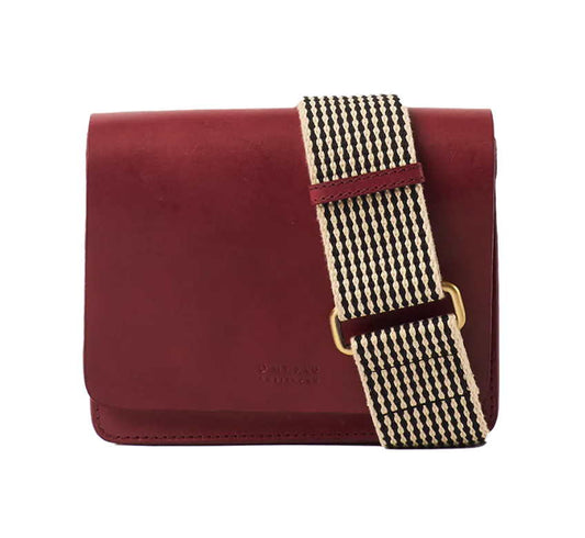 Mini Classic Audrey Ruby  Leather Crossbody with Two Straps