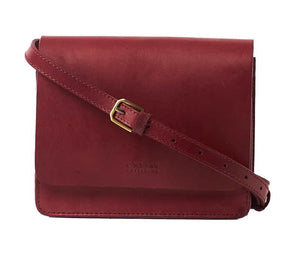 Mini Classic Audrey Ruby  Leather Crossbody with Two Straps