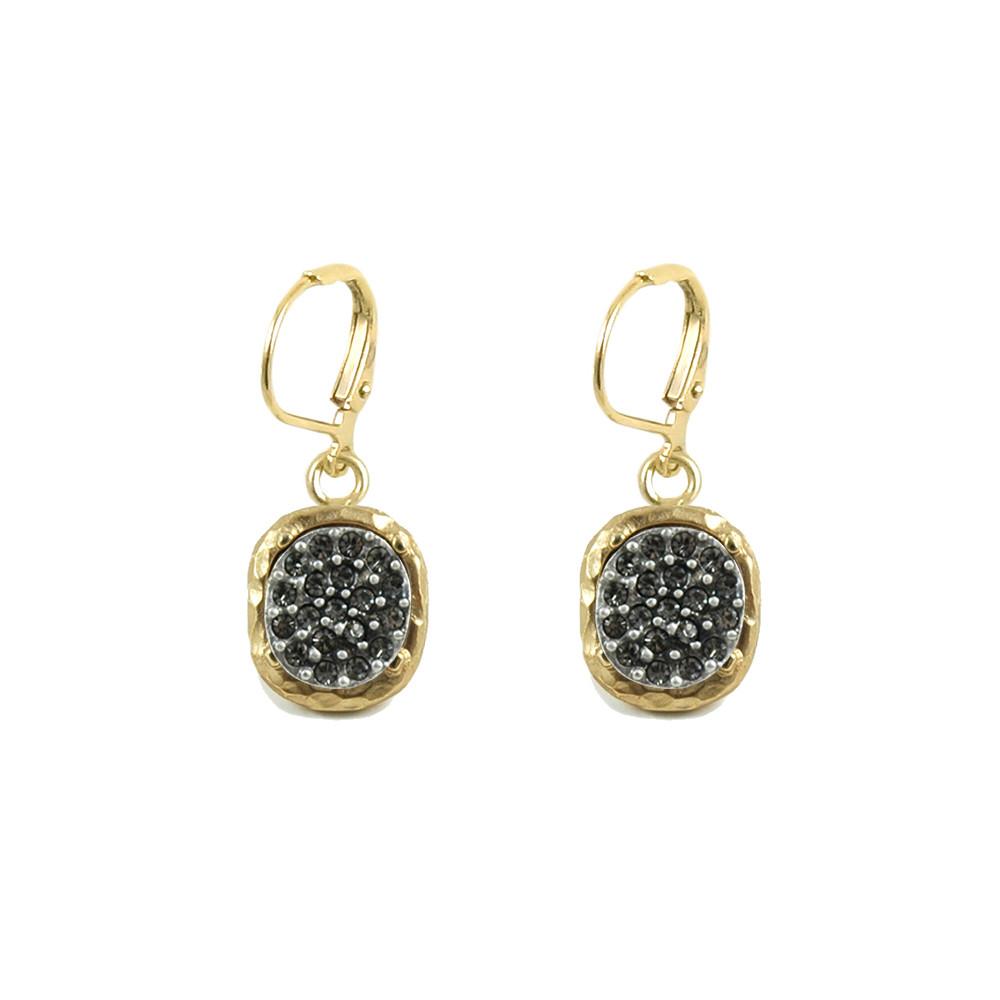 Gold Pavia Pave & Frame Dangle Earrings