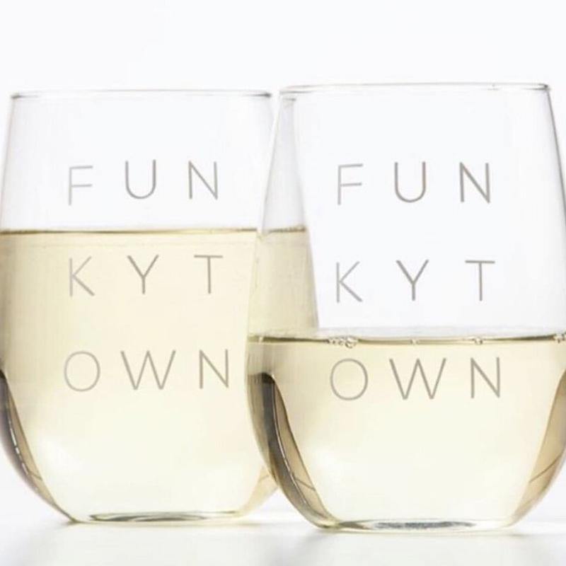Funkytown Stemless Wine Glasses - The Fort - TX