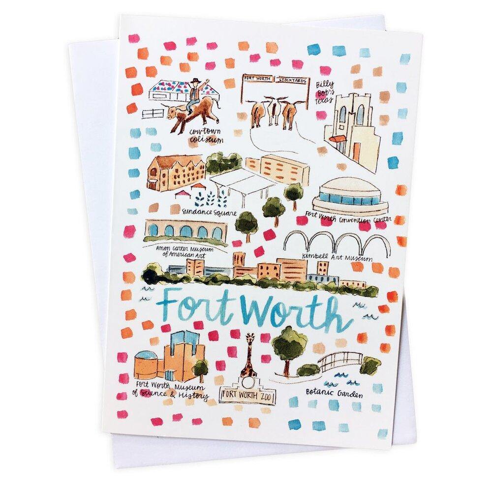 Fort Worth Map Greeting Card - The Fort - TX