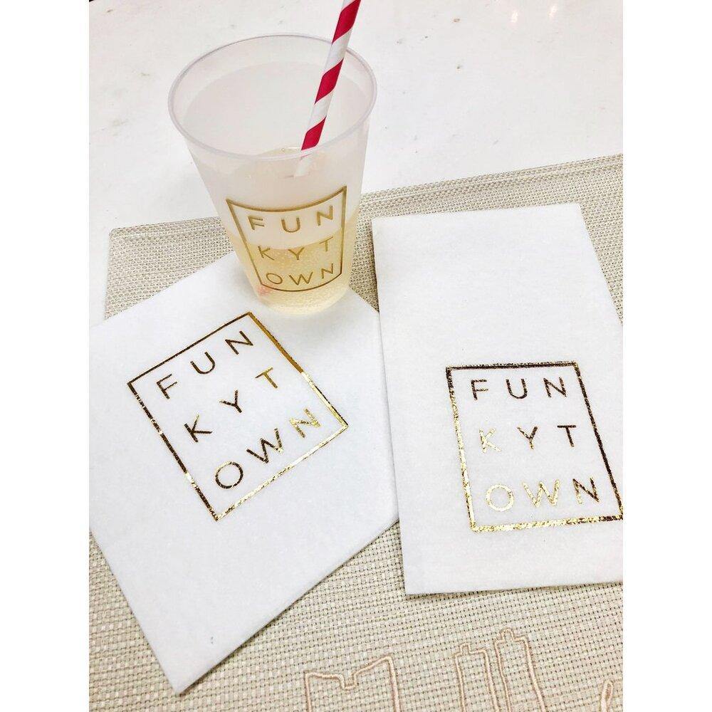 Funkytown Gold Foil Cocktail Napkins - The Fort - TX