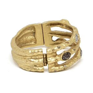 Gold Capri 3 Row Coin and Crystal Bangle