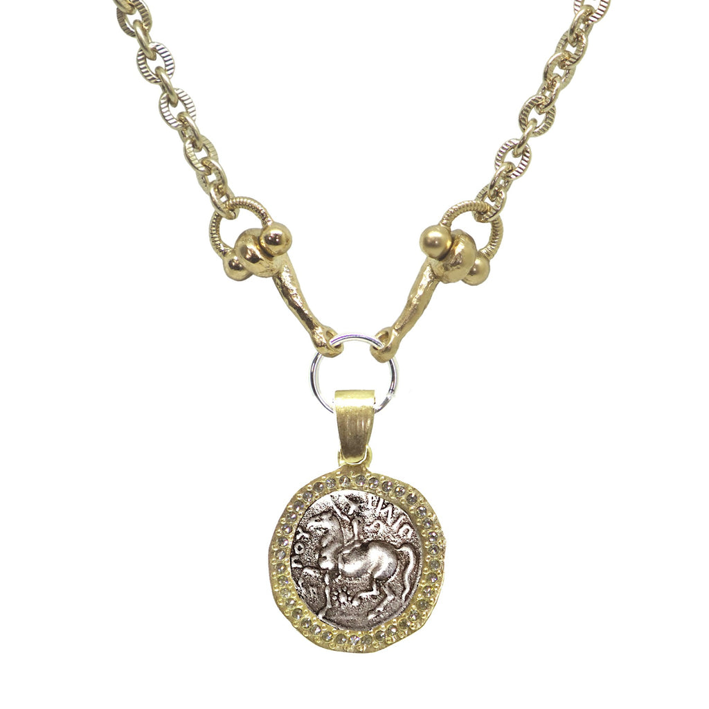 Gold Horse Crystal Bezel Horse Bit Necklace
