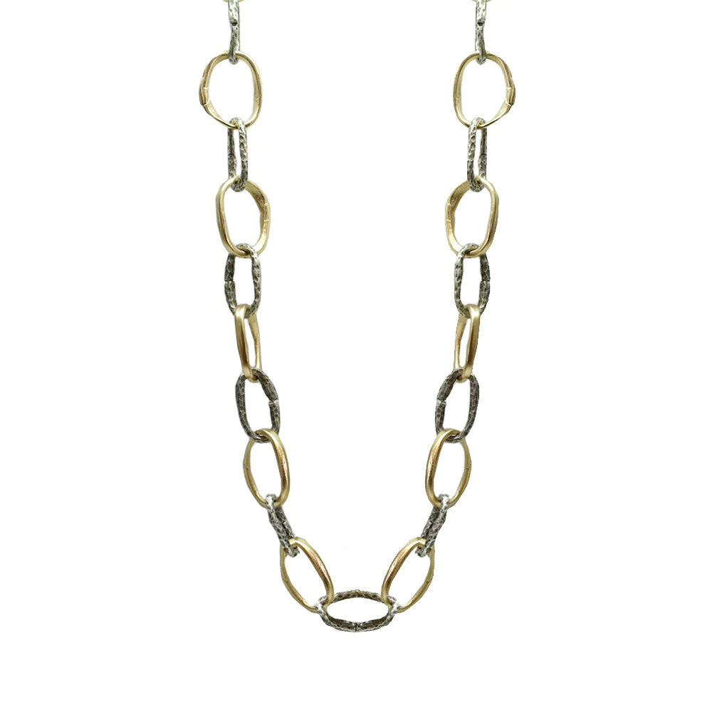 TWO TONE LOOP LINK NECKLACE