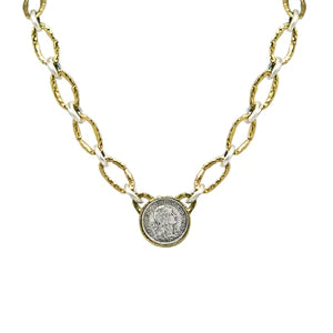 Gold Link Escudo Coin Necklace