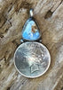 Vintage Coin pendant with Blue Turquoise