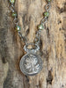 Vintage European Republic of France Coin Necklace w/Czech Glass Beads 28"