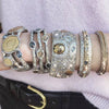 Vintage Silver Capri 3 Row Coin and Crystal Bangle
