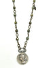 Vintage European Republic of France Coin Necklace w/Czech Glass Beads 28"
