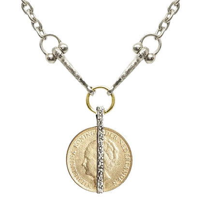 Crystal Bar & Vintage Coin Horse Bit Necklace