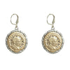 Vintage Silver Maximianus Coin and Crystal Earrings