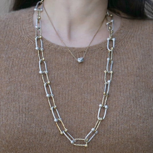 Two Tone Horseshoe Link Necklace