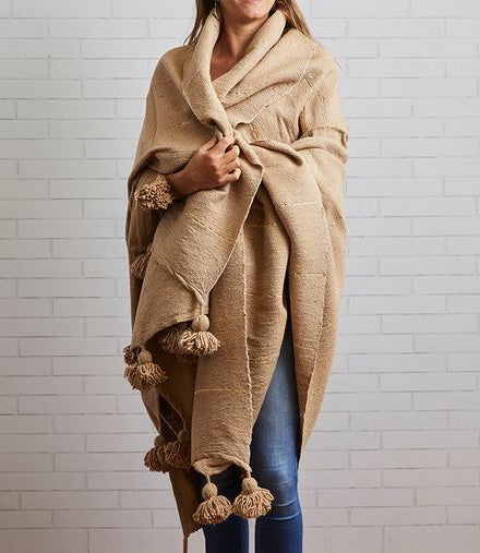 Moroccan Tasseled Blanket - Camel